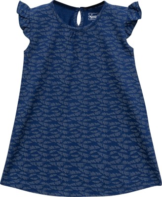 Baby's Pride Girls Midi/Knee Length Casual Dress(Blue, Cap Sleeve)