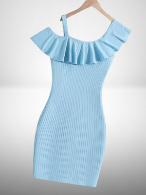 Crispin Girls Mini/Short Casual Dress(Blue, Fashion Sleeve)