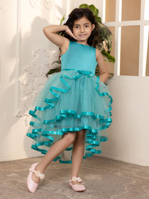 Toy Balloon Kids Girls Midi/Knee Length Party Dress(Light Green, Sleeveless)