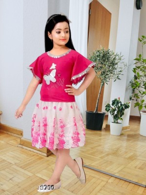 SUNCITY FASHION MART Baby Girls Midi/Knee Length Casual Dress(Pink, Half Sleeve)