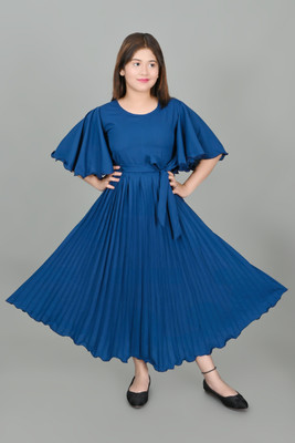 SFC FASHION Girls Maxi/Full Length Party Dress(Blue, Fashion Sleeve)