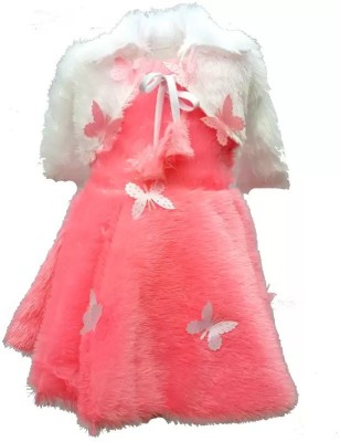 STUMBLE FASHION Baby Girls Midi/Knee Length Festive/Wedding Dress(Pink, Half Sleeve)