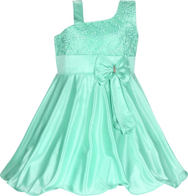 Wishkaro Baby Girls Midi/Knee Length Party Dress(Green, Sleeveless)