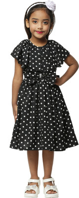 Wish Little Girls Midi/Knee Length Casual Dress(Black, Cap Sleeve)