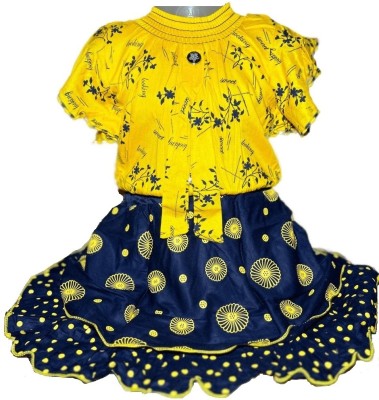 Lalisha Baby Girls Midi/Knee Length Casual Dress(Yellow, Fashion Sleeve)