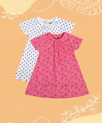 MINI KLUB Baby Girls Midi/Knee Length Casual Dress(Multicolor, Short Sleeve)