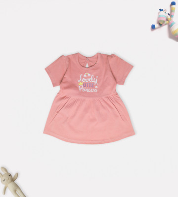 YUV Baby Girls Midi/Knee Length Casual Dress(Orange, Short Sleeve)