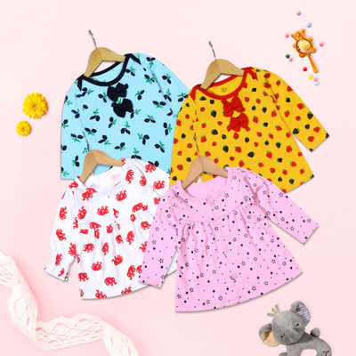 KIDEEZGUILD... Baby Girls Midi/Knee Length Casual Dress(Multicolor, Full Sleeve)