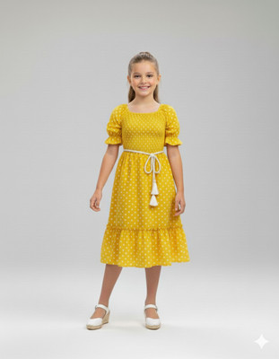 BUY UNIQUE FASHION Girls Below Knee Casual Dress(Maroon, Half Sleeve)