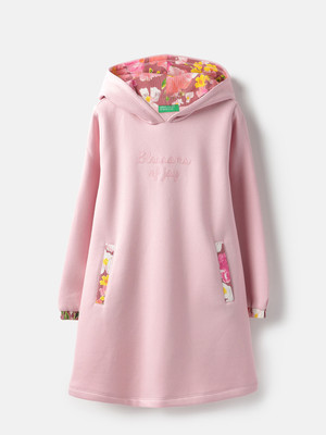 United Colors of Benetton Indi Girls Midi/Knee Length Casual Dress(Pink, Full Sleeve)