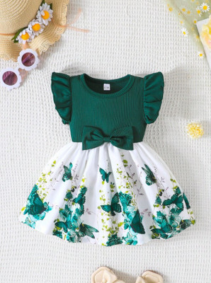 SAPL Baby Girls Midi/Knee Length Casual Dress(Multicolor, Cap Sleeve)