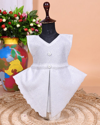 B R Dresses Indi Baby Girls Midi/Knee Length Party Dress(White, Sleeveless)
