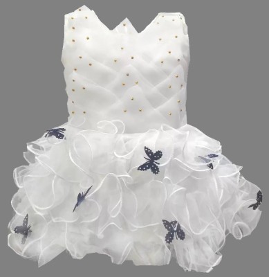 Wonder Fashion Baby Girls Midi/Knee Length Festive/Wedding Dress(White, Sleeveless)