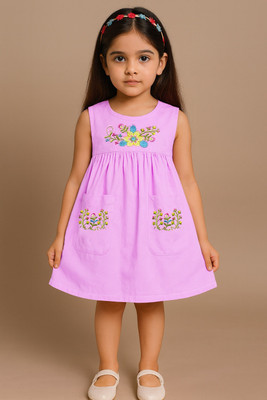 SARDAR DRESSES Baby Girls Midi/Knee Length Party Dress(Pink, Sleeveless)