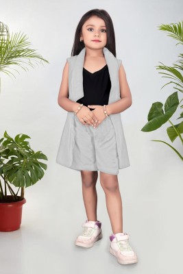 AVSAR TRENDZ Baby Girls Midi/Knee Length Casual Dress(Grey, Sleeveless)