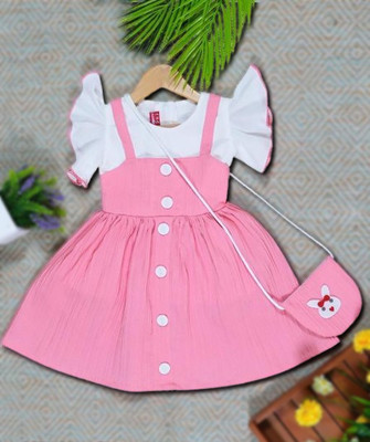PATRA FASHIONS Baby Girls Above Knee Festive/Wedding Dress(Pink, Fashion Sleeve)