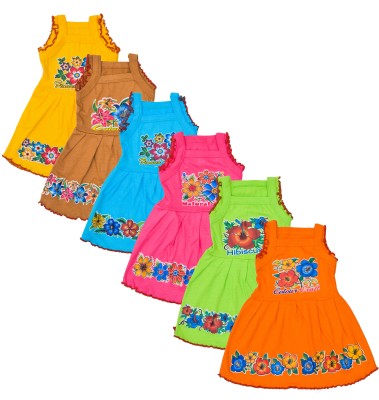 KIDS PARYANIS Girls Midi/Knee Length Casual Dress(Multicolor, Sleeveless)