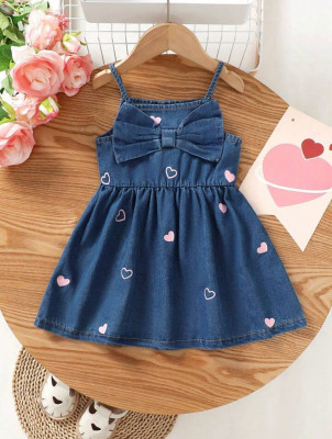 BULBULDRESSES Indi Baby Girls Short/Mid Thigh Casual Dress(Dark Blue, Sleeveless)