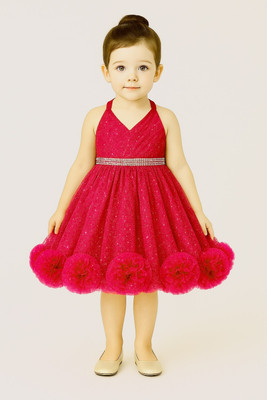 FairyFlair Baby Girls Midi/Knee Length Party Dress(Red, Sleeveless)