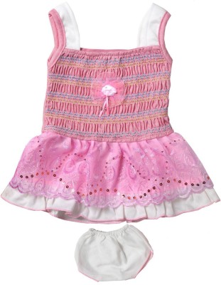 Albatross Baby Girls Midi/Knee Length Casual Dress(Pink, Sleeveless)