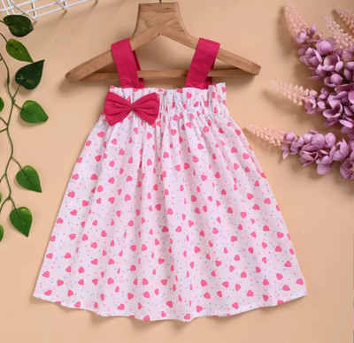 SCARFHAVEN Baby Girls Midi/Knee Length Casual Dress(Red, Sleeveless)