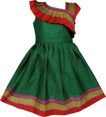 My Lil Princess Girls Midi/Knee Length Casual Dress(Green, Sleeveless)