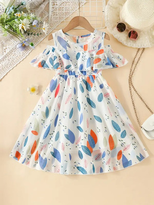 Style Connect Collection Girls Midi/Knee Length Party Dress(White, Short Sleeve)