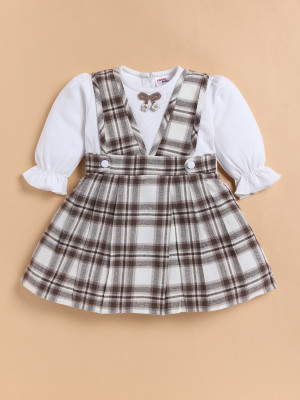 LACKii DOLL Baby Girls Midi/Knee Length Casual Dress(Brown, Full Sleeve)