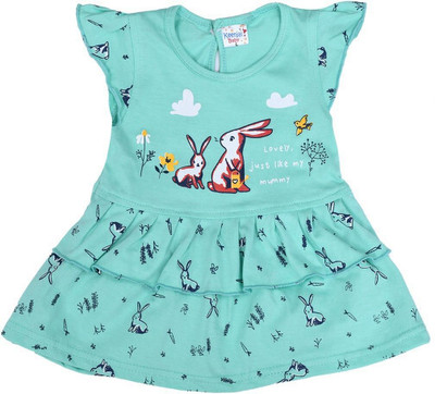 Swagata Trends Baby Girls Midi/Knee Length Casual Dress(Blue, Half Sleeve)