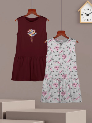 Hellcat Indi Girls Midi/Knee Length Casual Dress(Multicolor, Sleeveless)
