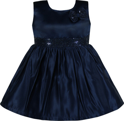 Wishkaro Girls Midi/Knee Length Party Dress(Blue, Sleeveless)