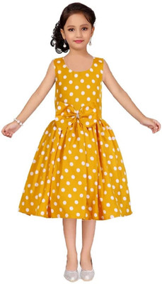 Wish Littles Girls Below Knee Casual Dress(Yellow, Sleeveless)