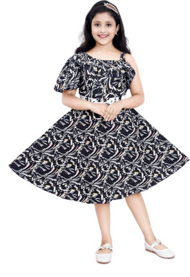 HouseOfCommon Indi Girls Midi/Knee Length Casual Dress(White, Noodle strap)