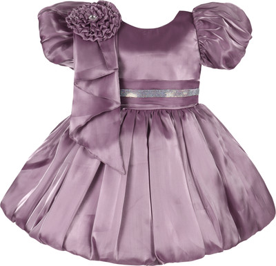 Wishkaro Girls Midi/Knee Length Party Dress(Purple, Fashion Sleeve)