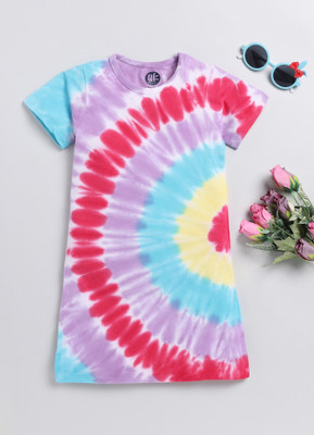 Yk Girls Midi/Knee Length Casual Dress(Purple, Half Sleeve)