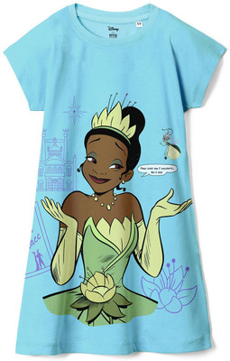 Wear Your Mind Girls Midi/Knee Length Casual Dress(Blue, Cap Sleeve)