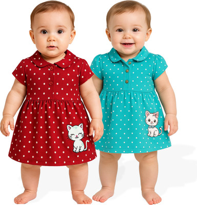 APARAJ Baby Girls Midi/Knee Length Casual Dress(Multicolor, Short Sleeve)