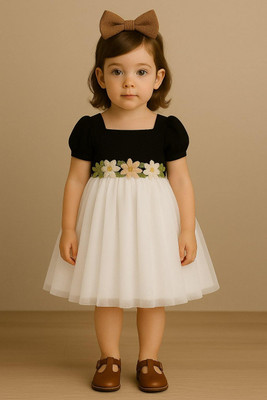 mayara fashion Girls Midi/Knee Length Festive/Wedding Dress(Black, Short Sleeve)