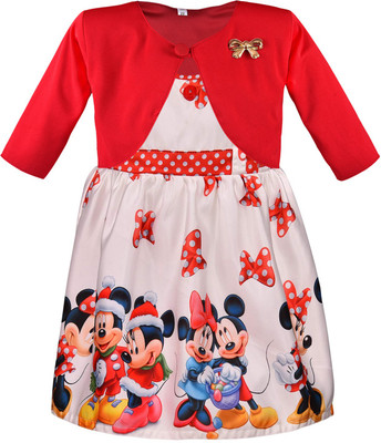 Wishkaro Baby Girls Midi/Knee Length Casual Dress(Red, Full Sleeve)