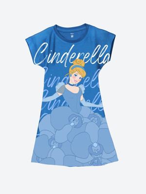 YK Disney Girls Midi/Knee Length Casual Dress(Blue, Short Sleeve)