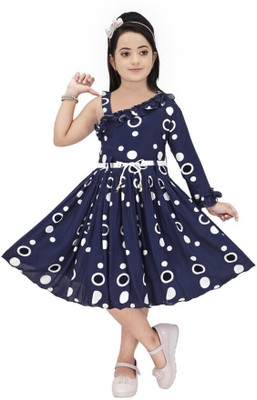 LINK KEALITY GARMENTS Indi Girls Midi/Knee Length Casual Dress(Blue, Full Sleeve)