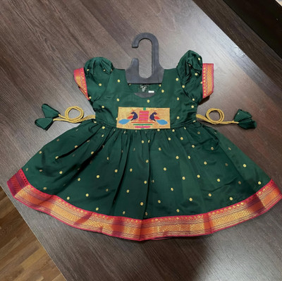 BRWORLDCOLLECTION Baby Girls Below Knee Festive/Wedding Dress(Green, Sleeveless)