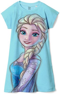 Wear Your Mind Girls Midi/Knee Length Casual Dress(Blue, Cap Sleeve)