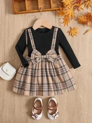 Flanze Indi Girls Midi/Knee Length Party Dress(Black, Full Sleeve)