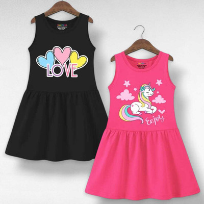 Mimmy Kids Baby Girls Midi/Knee Length Casual Dress(Multicolor, Sleeveless)