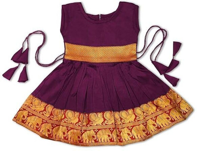 Jal Enterprises Baby Girls Midi/Knee Length Casual Dress(Purple, Sleeveless)