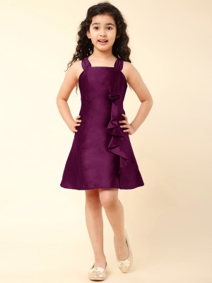 A.T.U.N. Indi Girls Above Knee Casual Dress(Purple, Sleeveless)