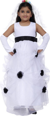 Wow princess Girls Maxi/Full Length Party Dress(White, Sleeveless)
