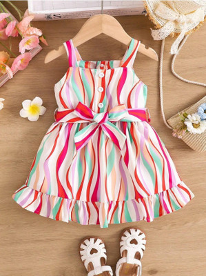 SAPL Baby Girls Midi/Knee Length Casual Dress(White, Sleeveless)