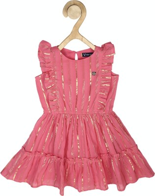 Allen Solly Girls Midi/Knee Length Casual Dress(Pink, Sleeveless)
